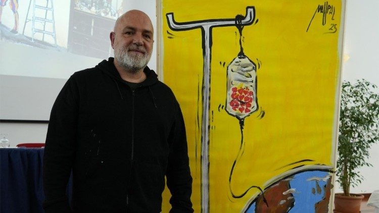 Maupal presenta obra inspirada en el Papa Francisco en evento cultural en Sacrofano