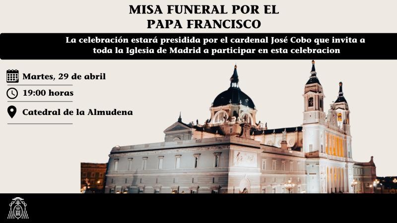 La Archidiócesis de Madrid celebrará misa funeral por el Papa Francisco en la Almudena